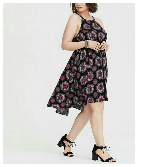Torrid Dress Black Medallion Hi-Lo Sz 2X - Picture 3 of 4